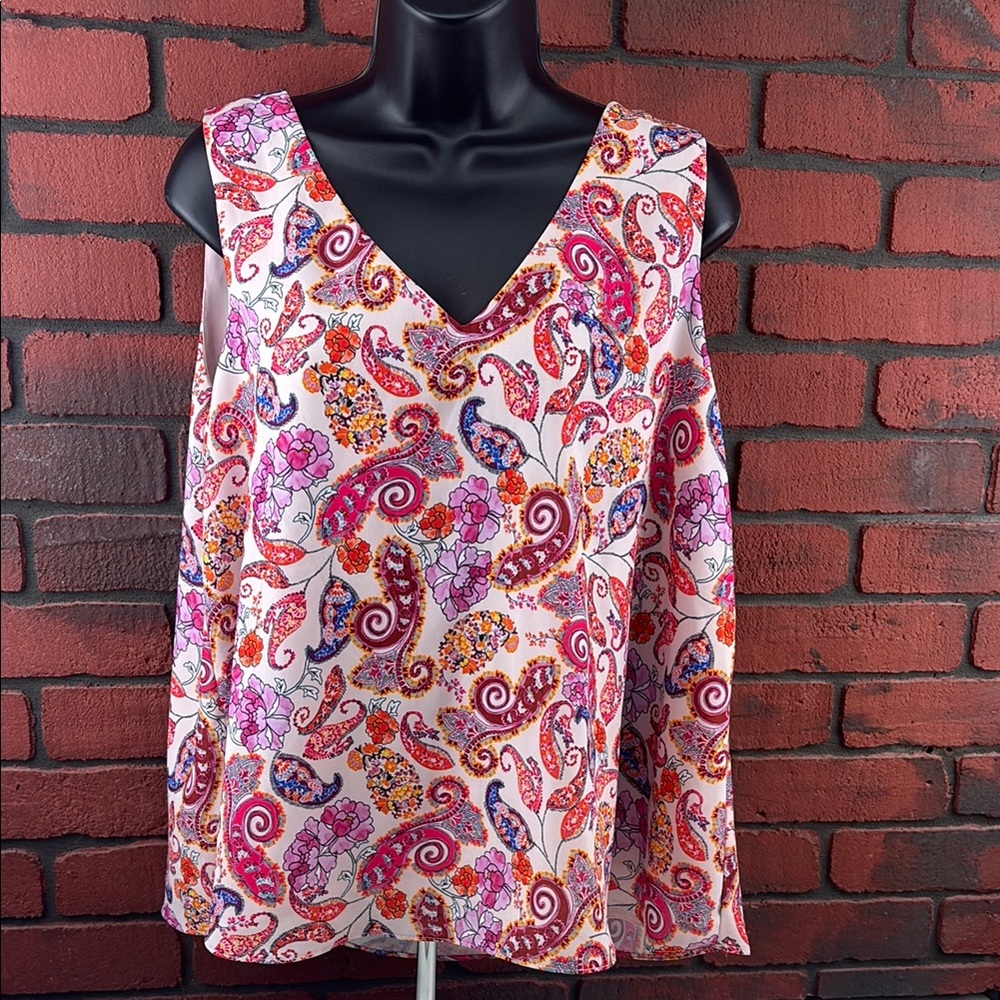 St Tropez Shirt Womens Large Tank Floral‎ Paisley